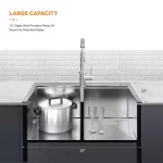 Professional All in One 33 in. Double Bowl Drop-In Workstation Stainless Steel Kitchen Sink with Spring Neck Faucet