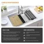 Professional All in One 33 in. Double Bowl Drop-In Workstation Stainless Steel Kitchen Sink with Spring Neck Faucet