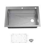 Tight Radius Drop-In/Undermount 18G Stainless Steel 33 in. Single Bowl Kitchen Sink with Accessories