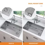 Tight Radius Drop-In/Undermount 18G Stainless Steel 33 in. Single Bowl Kitchen Sink with Accessories
