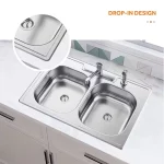 All-in-1-Drop-In Stainless Steel 33 in. Double Bowl 4-Hole Kitchen Sink with Faucet and Strainer