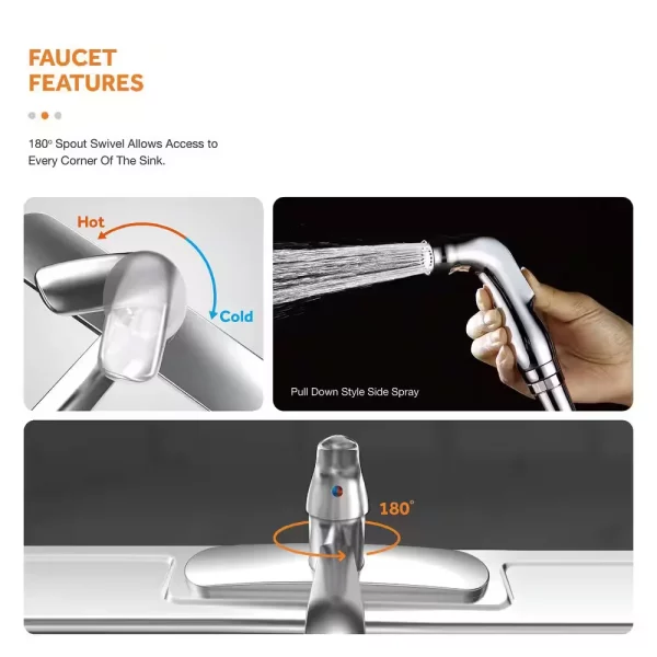 All-in-1-Drop-In Stainless Steel 33 in. 4-Hole Double Bowl Kitchen Sink with Faucet and Sprayer