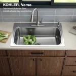 Verse 33 in. Drop-in Single Bowl 18 Gauge Stainless Kitchen Sink with 4 Faucet Holes