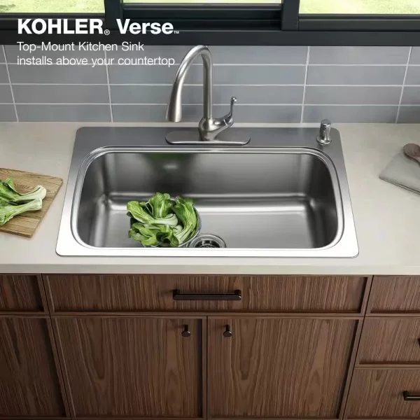 Verse 33 in. Drop-in Single Bowl 18 Gauge Stainless Kitchen Sink with 4 Faucet Holes