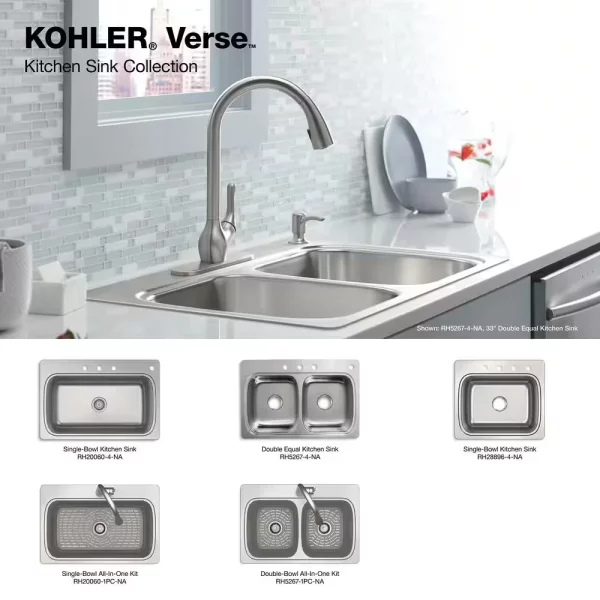 Verse 33 in. Drop-in Single Bowl 18 Gauge Stainless Kitchen Sink with 4 Faucet Holes