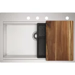 Lyric Dual Mount Workstation Stainless Steel 33 in 4-Hole Single Bowl Kitchen Sink with Integrated Ledge and Accessories