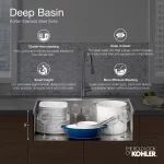 Lyric Dual Mount Workstation Stainless Steel 33 in 4-Hole Single Bowl Kitchen Sink with Integrated Ledge and Accessories