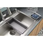 Lyric Dual Mount Workstation Stainless Steel 33 in 4-Hole Single Bowl Kitchen Sink with Integrated Ledge and Accessories