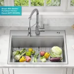 Loften 28 in. Drop-in/Undermount Single Bowl Stainless Steel Kitchen Workstation Sink with Accessories