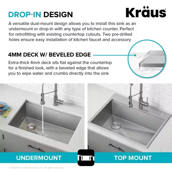 Loften 28 in. Drop-in/Undermount Single Bowl Stainless Steel Kitchen Workstation Sink with Accessories
