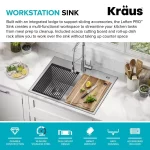 Loften 28 in. Drop-in/Undermount Single Bowl Stainless Steel Kitchen Workstation Sink with Accessories