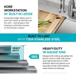 Loften 28 in. Drop-in/Undermount Single Bowl Stainless Steel Kitchen Workstation Sink with Accessories