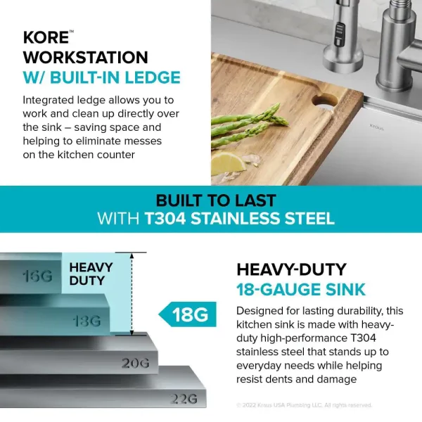 Loften 28 in. Drop-in/Undermount Single Bowl Stainless Steel Kitchen Workstation Sink with Accessories