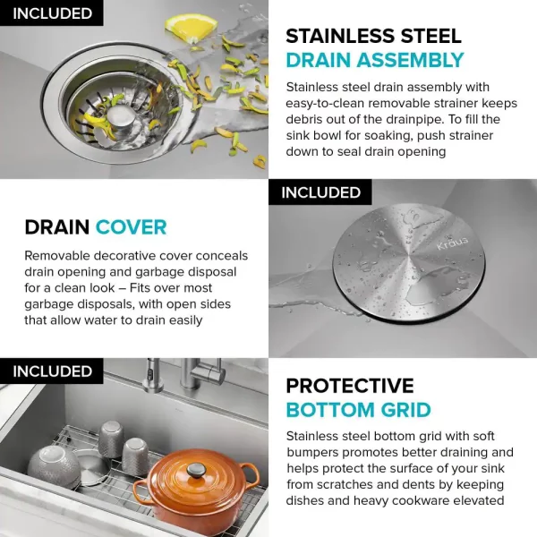 Loften 28 in. Drop-in/Undermount Single Bowl Stainless Steel Kitchen Workstation Sink with Accessories