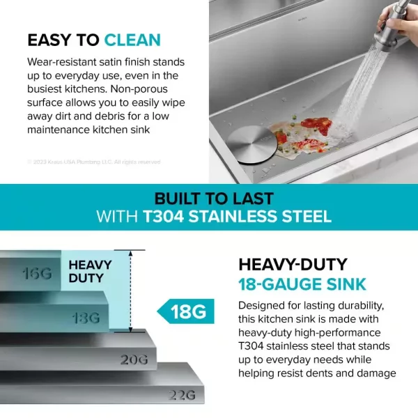 Loften 33 in. Drop-in/Undermount Single Bowl Stainless Steel Kitchen Workstation Sink with Accessories