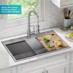 Loften 33 in. Drop-in/Undermount Single Bowl Stainless Steel Kitchen Workstation Sink with Accessories