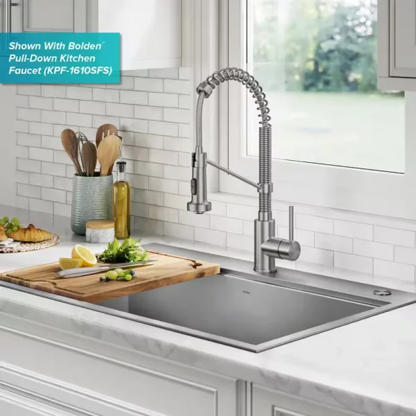 Loften 33 in. Drop-in/Undermount Single Bowl Stainless Steel Kitchen Workstation Sink with Accessories