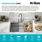 Loften 33 in. Drop-in/Undermount Single Bowl Stainless Steel Kitchen Workstation Sink with Accessories