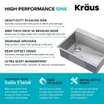 Loften 33 in. Drop-in/Undermount Single Bowl Stainless Steel Kitchen Workstation Sink with Accessories