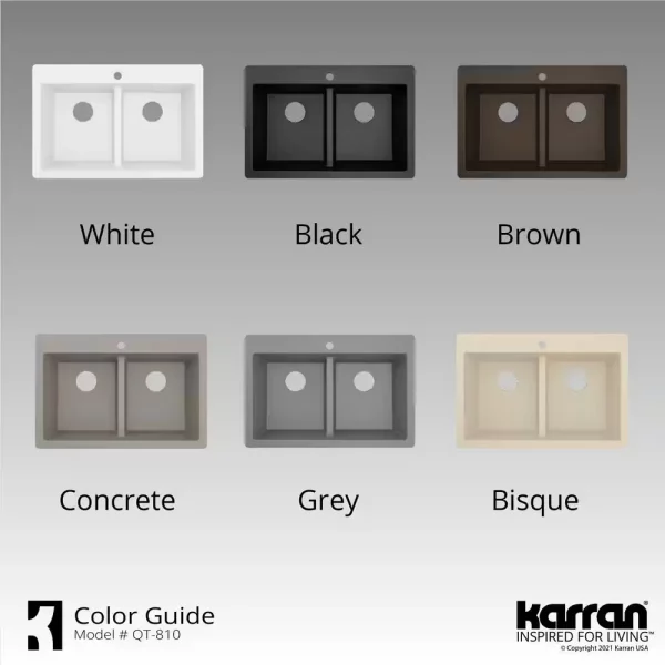 White Quartz 33 in. 50/50 Double Bowl Composite Drop-in Kitchen Sink
