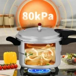 Ficcug 7.5 Quart Aluminum Pressure Cooker with Steamer, Fast Cooker Pot, Silver