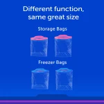 Ziploc® Brand Freezer Bags with New Stay Open Design, Gallon, 60, Patented Stand-up Bottom, Easy to Fill Freezer Bag, Unloc a Free Set of Hands in the Kitchen, Microwave Safe, BPA Free