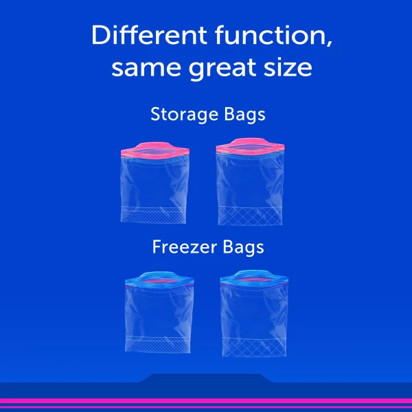 Ziploc® Brand Freezer Bags with New Stay Open Design, Gallon, 60, Patented Stand-up Bottom, Easy to Fill Freezer Bag, Unloc a Free Set of Hands in the Kitchen, Microwave Safe, BPA Free