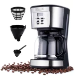 Kognita 12 Cup Coffee Maker, Programmable Coffee Machine & Ice Tea Maker with Glass Carafe, Drip Coffee Pot, Auto Keep Warm, Anti-Drip, 900W Quick Brew, Strength Control, Black and Silver