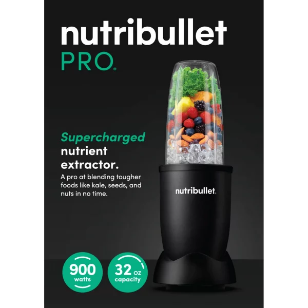 Nutribullet® Pro 32 oz. 900 Watt Personal Blender, Matte Black. (Condition: New)