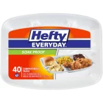 Hefty Everyday Soak-Proof Foam Compartment Tray, White, 9 x 11 Inch, 40 Count