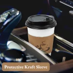 Disposable Paper Coffee Cups with Lids, Sleeve for Hot Beverages to Go Coffee Cups, 12 oz, 50 Count