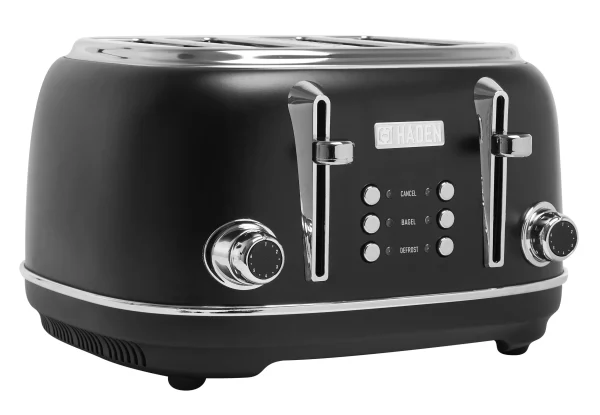 Haden Heritage 4-Slice Wide Slot Toaster, Black / Chrome - 75096