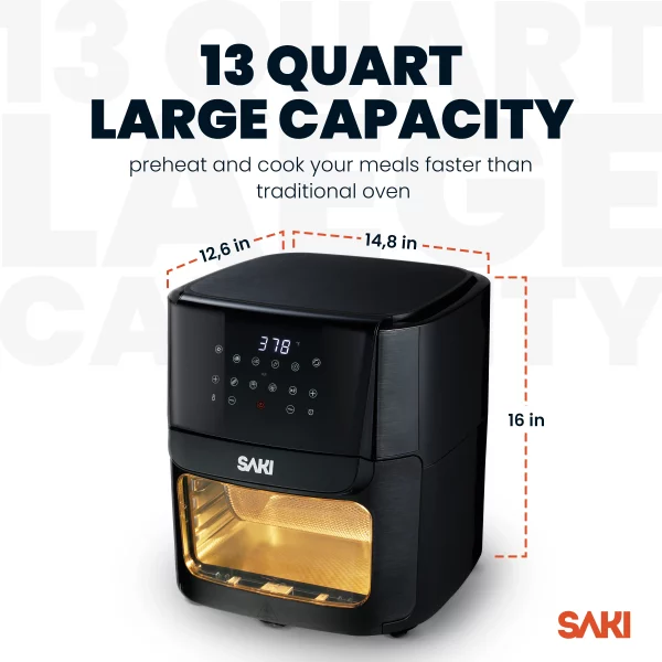 SAKI Smart WiFi Air Fryer 13-Quart, 8 Cooking Functions, RA018AF, Black