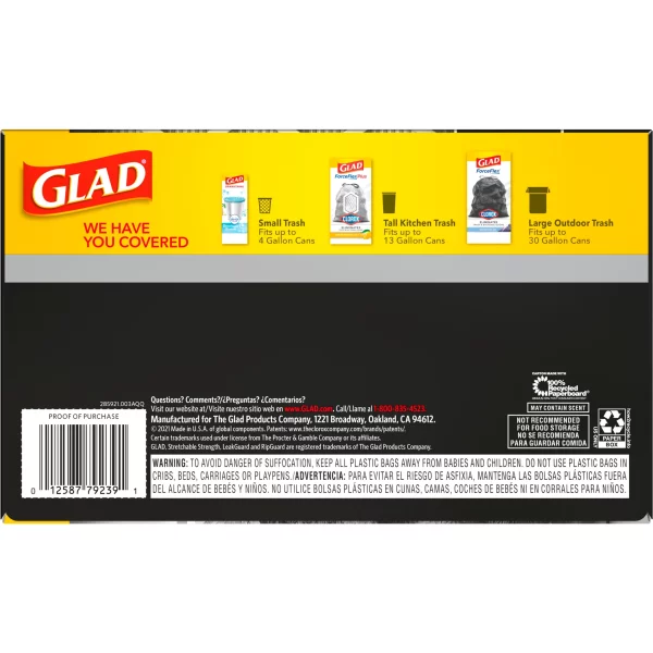 Glad ForceFlex 30 Gallon Large Trash Bags, Unscented, 40 Bags