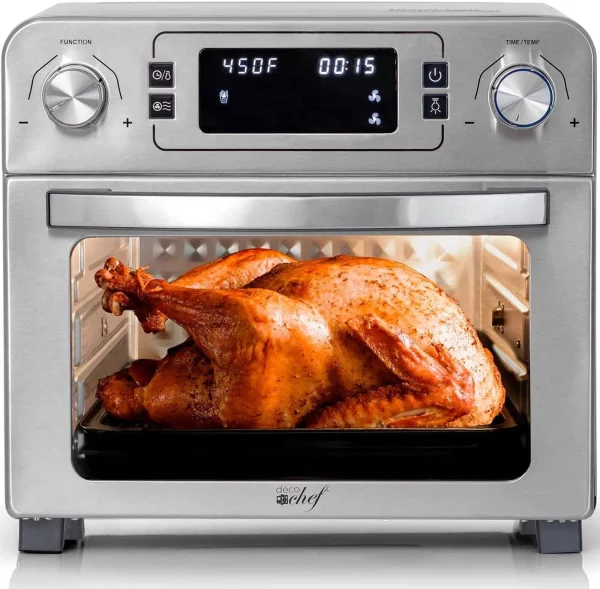 Restored Deco Chef TQAIRSTS 24QT Stainless Steel Countertop Toaster Air Fryer Oven (Refurbished)