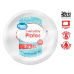 Great Value Everyday Strong, Soak Proof, Microwave Safe, Disposable Paper Plates, 10", White, 100 Count