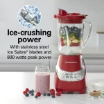 Hamilton Beach Wave Action Quiet Blender, 48 oz. Glass Jar, 12 Blending Functions, Red, New, 53531F