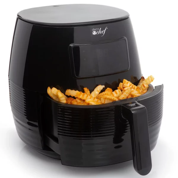 Deco Chef 5.8QT (19.3 Cup) Digital Electric Air Fryer with Accessories and Cookbook- Air Frying, Roasting, Baking, Crisping, and Reheating for Healthier and Faster Cooking (Black)
