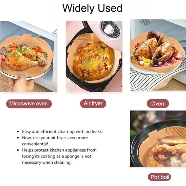 100PCS Air fryer Dispasable Paper Liner Square 7.9inch Non-Stick Parchment Airfryer Liners Oil-Proof Unbleached Baking Paper Basket Tray Rectangular Steamer Cooking Roasting Microwave
