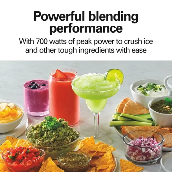 Hamilton Beach Power Elite Multi-Function Blender with Mess Free 40 oz. Glass Jar and 3-Cup Chopper, Mini Food Processor, 700 Watts, Stainless Steel, 58149