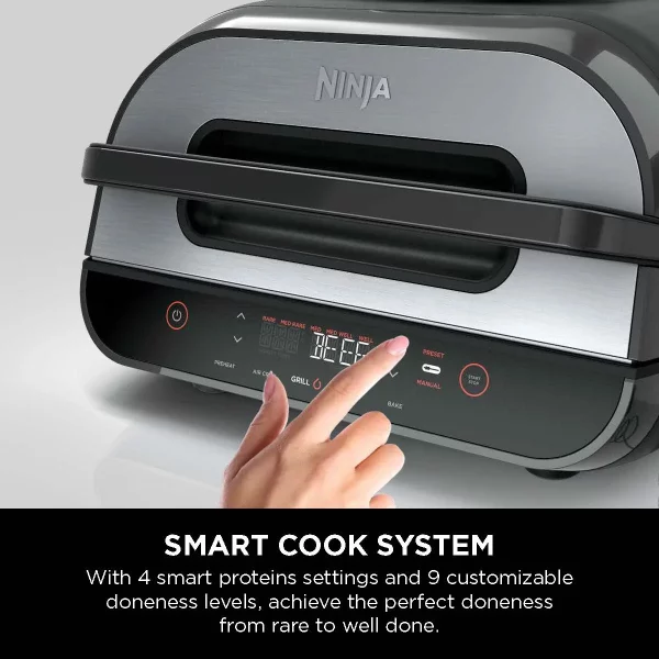 Ninja Foodi Smart XL 4-in-1 Indoor Grill with 4-Quart Air Fryer, Roast, Bake, and Smart Cook System, FG550