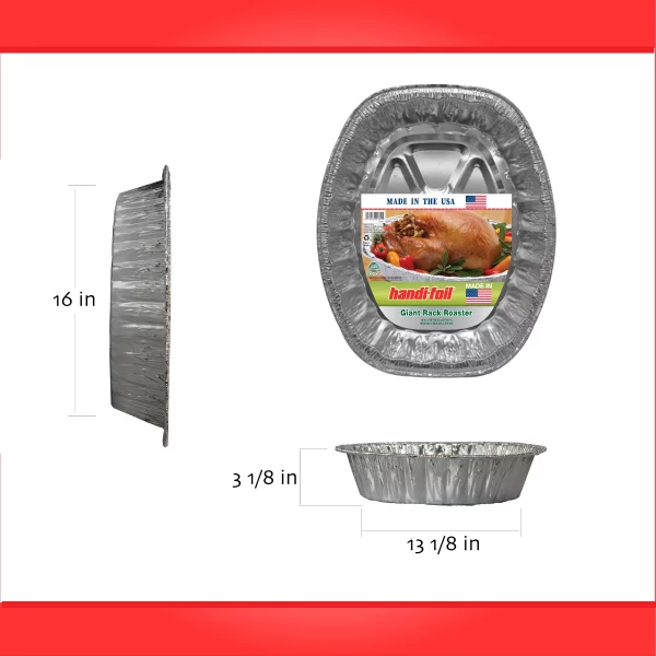 Handi-Foil Aluminum Foil Giant Oval Roaster, 16" x 13.12" x 3.12", 1 Count
