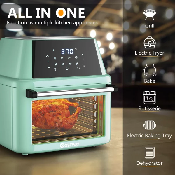 Costway 19 QT Multi-functional Air Fryer Oven Dehydrator Rotisserie w/Accessories Green