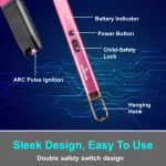 Illuminlabs Electric Lighter – USB Rechargeable Candle lighter, Windproof Flameless Plasma Arc Lighter for BBQ Grill, Camping, Stove, 7.5” Long Stick Lighter,Rose Gold