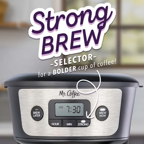 Mr. Coffee® 12-Cup Programmable Coffee Maker with Strong Brew Selector, Stainless Steel