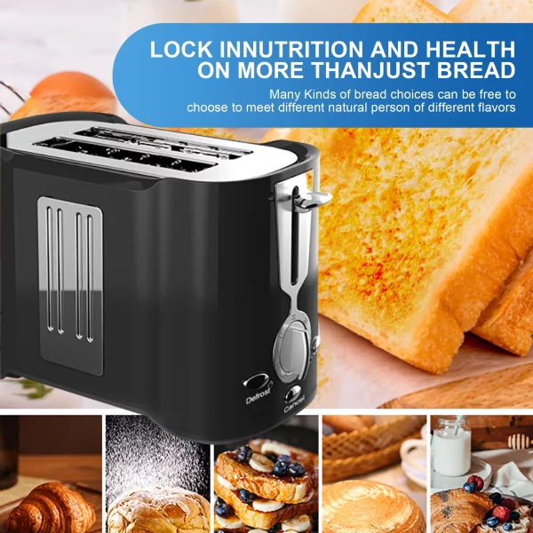 ATUPEN Toaster 2 Slice - Wide Slot with 7 Browning Settings for Toasting Bagels Breads Waffles - Black