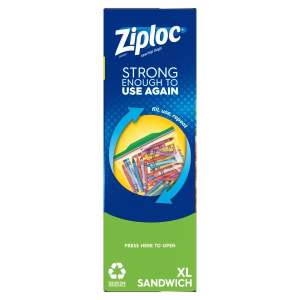 Ziploc Brand Sandwich Bags XL with Grip 'n Seal Technology, 30 Count