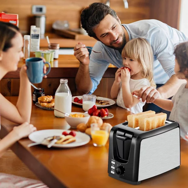 Dear Morning Toaster 2 Slice with 2 Wide Slots 7 Shade Settings and Removable Crumb Tray Black Bread Toaster