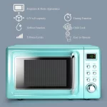Costway 0.7Cu.ft Retro Countertop Microwave Oven 700W LED Display Glass Turntable Green