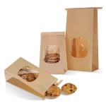 BagDream 50Pcs Brown Bakery Bags with Window, 3.54x2.36x6.7 inches Small Kraft Paper Bags Tin Tie Tab Lock Bags for Cookies, Popcorn, Bread, Party Favors